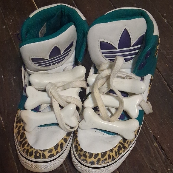 Adidas Jeremy Scott Sneakers - White Teal Leopard